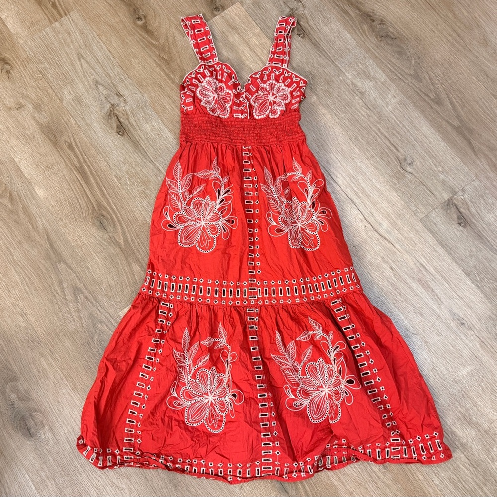 Rails Fawn Dress Red and Cream Floral Midi - Picture 6 of 8